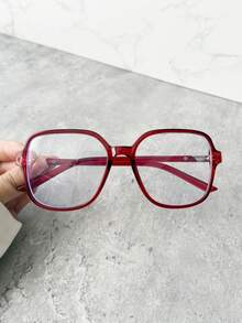 1 Pc Vintage Chic College Style Large Frame Glasses, Suitable For Everyday Use, Transparent Glasses Accessory For Computer, Reading, Gaming, TV, And Mobile Phone - 2pcs(黑+豹紋) - 查看 5
