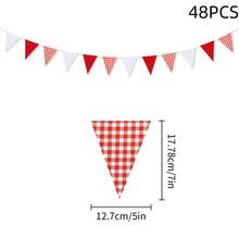 12/24/48/72 Stücke Weihnachten Rot Kariert Weiß Papier Wimpelkette Flagge Dreieck Girlande Dekoration für Hochzeit Geburtstag Karneval Weihnachten Outdoor Zuhause Feste, Weihnachtsgeschenk, Fröhliche Weihnachten, Neujahrsgeschenk 2026