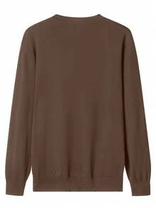 GRDR Men's Casual Solid Color Crew Neck Sweater - Brown - View 4