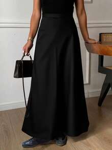 Livesso Chân váy đuôi cá màu trơn thanh lịch dành cho nữ, thích hợp cho mùa hè. - màu đen - Xem 2