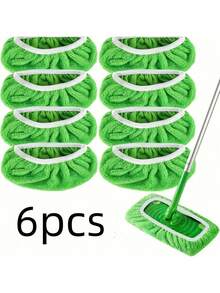 4pcs Reusable Super Microfiber Mop Pads - Dry & Wet Use, Easy Hair Picking Up, Compatible With Mops, Polyester, Efficient Cleaning, Green Reusable Cleaning Tool|Textured Surface|Super Microfiber Material Reusable Mop Pads