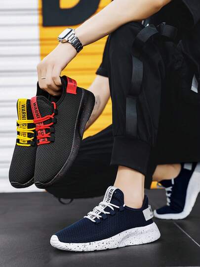 男士休闲运动鞋，轻便透气户外鞋，时尚系带跑鞋，四季通用
