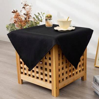 Small Square Solid Black Tablecloth 24 X 24 Inch Washable Fabric Table Cloth Wrinkle Resistant Polyester Table Cover For Party Wedding Nightstand Tabletop Decoration