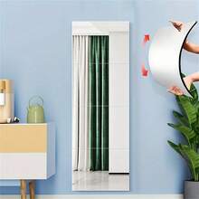 مرآة حائط مركبة مربعة من الأكريليك بأبعاد 30 سم + 35 سم، مرآة حائط ثلاثية الأبعاد من الأكريليك، مناسبة للسكن الجامعي وصالة اللياقة البدنية والممر والغرفة والديكور المنزلي