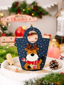 1 Stück Weihnachts-Lebkuchen Party Geschenktüte - Papier Weihnachts-Geschenktüte mit Griff, geeignet für Weihnachtsparty Dekorationen und Feiertags-Zubehör, Geburtstagsfeiern, Hochzeiten, Weihnachtsgeschenke, Weihnachtsdekorationen, Geburtstagsfeiern, Neujahrsgeschenke, Farben und Stile sind zufällig, Weihnachts-Lebkuchenmann Geschenktüten, Weihnachts-Apfel Verpackungsboxen Winterraumdekoration