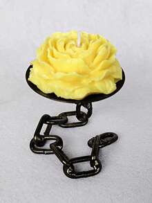 1pc Vintage Industrial Metal Candle Holders, Gothic Medieval Chain Link Candlesticks, Tabletop Lacquered Finish, Black Wrought Iron For Party Centerpiece, Holiday Decor,Room Decor,Gifts