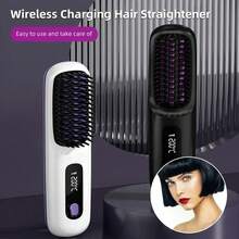 2025 Hair Straightener - Cordless Comb With Negative Ions, 4000mAh Fast Heating And Portable Travel Design, A Great Home Item, Rechargeable Hair Straightener And Curling Brush - 黑色 - 查看 6