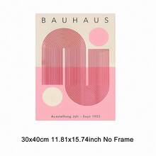 1pc Bauhaus-Inspired Canvas Art Print, Frameless, Chic Pink Abstract Geometric Art Posters, Decorative Wall Painting With Modern Geometry Design, Ideal For Home And Office Decor, Perfect Holiday Gift, Mid-Century Style Wall Decor, No Frame