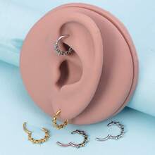 1pc 316 Stainless Steel Segment Nose Ring Punk Style Earrings With Lock Chain Design Spiked Septum Piercing Jewelry