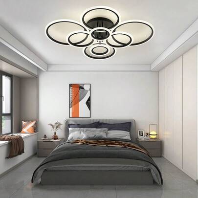 1 st. modern enkel svart/vit/guld taklampa med 8 ljuskällor, dimbar LED i 3 färger, lämplig för sovrum, vardagsrum, matsal, arbetsrum, garderob, hotell, klädaffär, bardisk... Denna produkt inkluderar inte väggströmbrytare och fjärrkontroll.