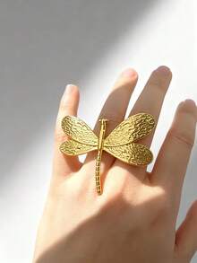 COINBUFF 1pc Elegant Oval Geometric Pattern Stainless Steel Open Ring, Suitable For Women's Daily Wear