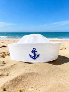 1 pieza Gorro de marinero de poliéster para mujeres y hombres, gorro de capitán de yate, adecuado para Halloween, Navidad, despedida de soltera, cosplay, fiesta de yate, desfile, fiesta de adultos, accesorio de playa para mantener la cabeza caliente en invierno