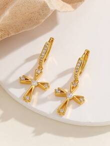 Fashionable & Elegant Cross Rhinestone Pendant Earrings, Perfect Accessory For Women To Wear Daily, Party, And Any Outfit - Fashion Cross Earrings - View 4