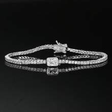 MDFUN 1 Peça Bracelete de Tênis de Zircônia Branco Ouro Cobre Micro-Incrustado, Coração/Retângulo, Versátil e na Moda, Adequado para Uso Diário e Presente para Mulheres