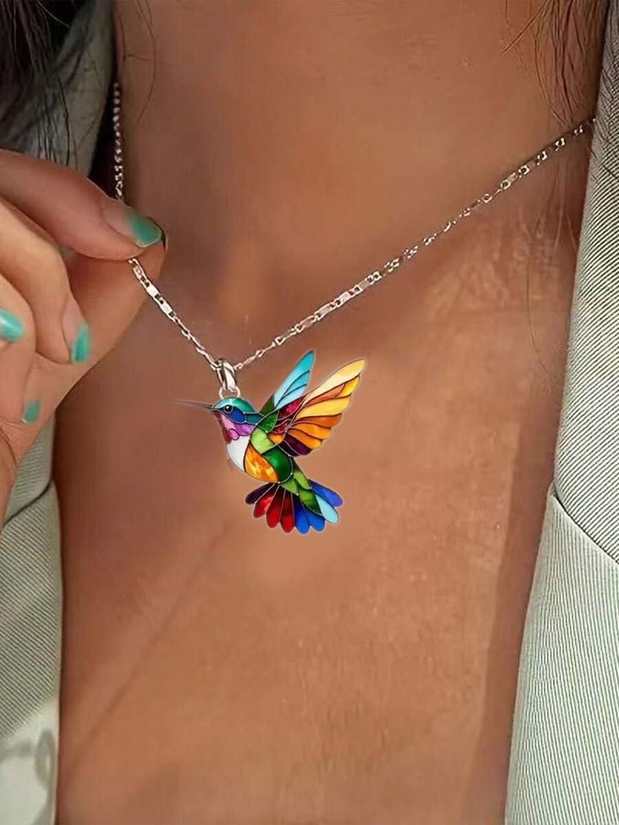 1PC Fashion Creative Colorful Bird Pendant Necklace Summer Dopamine Personalized Clavicle Necklace Pendant - Colorful - View 1