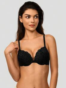 Wingslove Women's Push Up Lace Bra Comfort Padded Underwire Bra Lift Up