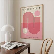 1pc Bauhaus-Inspired Canvas Art Print, Frameless, Chic Pink Abstract Geometric Art Posters, Decorative Wall Painting With Modern Geometry Design, Ideal For Home And Office Decor, Perfect Holiday Gift, Mid-Century Style Wall Decor, No Frame