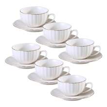 Porcelain Tea Cups And Saucers With Gold Trim , British Coffee Cups, Tea Cup Set, Porcelain Tea Set, Cappuccino Cups, Latte Cups,White Tea Cup Set For Women Home Kitchen Office Coffee Shop Tea Party - White - View 10