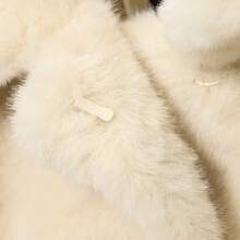 2025秋冬时尚新款柔软白色仿毛领收腰修身保暖毛绒大衣女款 - 淡黃色 - 查看 8