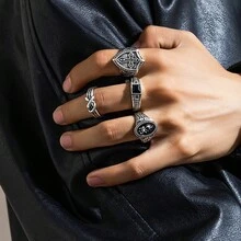 New Men's Rings Set, Vintage Cross Finger Rings, Personalized Fashion Rings For Cross-Border E-Commerce