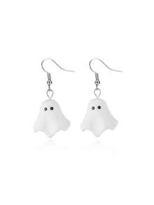 1 Pair Stainless Steel Ghost Shaped Earrings, Nickel-Free Metal Earrings Suitable For Women, Halloween