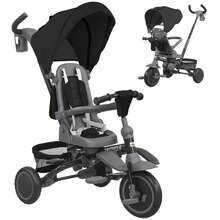 QABA Toddler Tricycle, 6 In 1 Foldable Kids Trike With Adjustable Push Handle, Removable Canopy, Rotatable Seat, Safety Harness, Detachable Guardrail, For 1-5 Years Old, Black - 黑色 - 查看 9