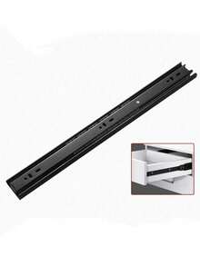 2PCS Three-Section Silent Drawer Rail Pull-Out Damping Guide Rail Steel Ball Buffer Slide Suitable For Office Desks, Wardrobes, Computer Desk Drawers, Etc. - Black - View 5