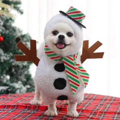 Dog Snowman Costume Cute Christmas Cat Costume Winter Warm Pet Hoodie Coat For Festival Party Events