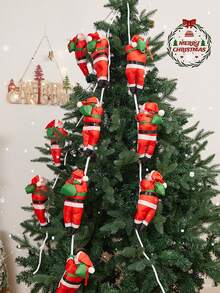 1 Stück Weihnachtsmann klettert auf Weihnachtsbaum Dekoration, Innen- & Außen Feiertags Wanddekoration, Weihnachtsmann klettert an Seil Festliche Weihnachtsbaum Deko, Multi- mit roten und grünen Weihnachtsmännern, Fensterausstellung, Haus Tür Wanddekoration, Weihnachtsbaum Party Deko, Weihnachtsparty Zubehör