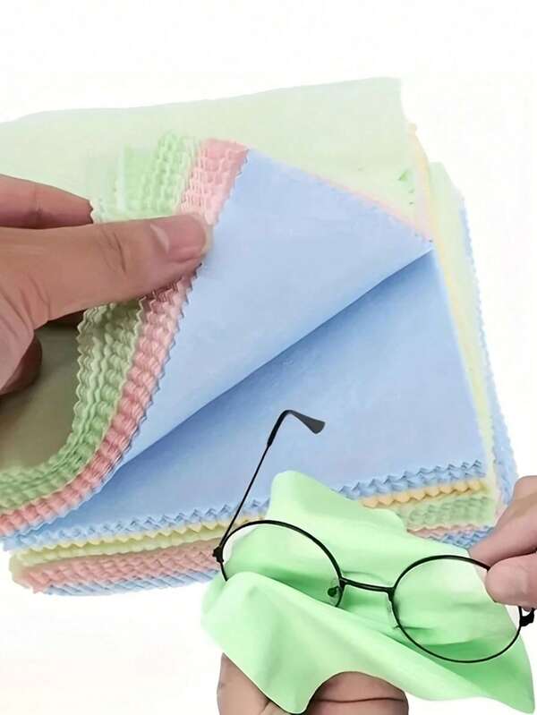 10 pièces Chiffons de nettoyage en microfibre réutilisables pour lunettes, objectifs d'appareil photo et écrans de smartphone - Lingettes épaisses et douces sans parfum, sans rayures, couleurs aléatoires, nettoyant pour lunettes