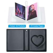 Mini Kpop Photocard Binder Album With 32 Pockets Small Bookshelf Love Heart Picture Holder Book For Collection 2 Pack - màu đen - Xem 3