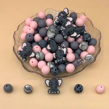 35 piezas Conjunto de cuentas de silicona DIY, cuentas espaciadoras de silicona 3D con diseños de unicornios y animales coloridos impresos, adecuado para hacer joyas DIY hechas a mano, accesorios para llaveros, pulseras, bolígrafos, colgantes de teléfono, adornos de bolso, suministros de manualidades lindos, regalos para fiestas