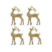 4 piezas Anillos de servilleta con diseño de ciervo, anillos de servilleta con lazo navideño, anillos de tela para hotel, decoración de mesa para banquetes de boda, anillos de servilleta de moda