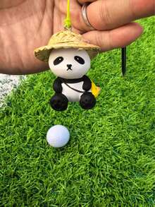 1pc Panda Golf Tee, Resin Panda Golf Tee, Rubber Tee Head, With Rope Tee Holder - Black and White - View 8