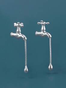 1pair Fashionable And Creative Water Tap Design Earrings Suitable For Women In Any Occasions