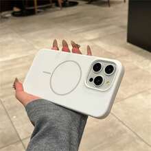 Luxury Glossy Fluorescent Liquid Silicone Phone Case, Compatible With IPhone 17 Air, 16, 15, 14, 13, 12, 17 Pro Max Plus, With Magnetic Soft Cover - Classic White - View 12