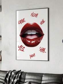 1pc Unframed, Crimson Lips Glam Poster Red Fashion Illustration High-Quality Print, Classic Art Deco Style, Ready To Hang For Living Room, Bedroom, Holiday Parties & Indoor Decor, Movie Wall Art, Bedroom Artwork, Sophisticated Aesthetic, Textured Finish