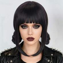 Parrucche da cosplay per donne Megastars, parrucche sintetiche resistenti al calore senza colla per feste di Ognissanti, capelli rossi lisci extra lunghi con 2 code di cavallo e capelli finti viola ultra lunghi con treccia rimovibile con molletta, capelli neri lisci corti con doppio chignon, alta densità, aspetto naturale, adatte per principianti, ideali come regali per vacanze, concerti musicali, compleanni, Natale