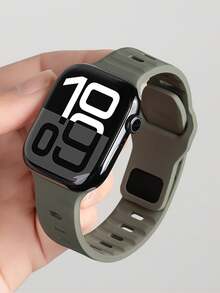 1条运动硅胶表带,兼容 42mm、38mm、40mm、41mm、44mm、45mm、46mm、49mm,时尚智能手表替换表带,适用于Series Ultra2、Ultra SE2、SE 11、10、9、8、7、6、5、4、3、2、1,男女通用 - 墨綠色 - 查看 6