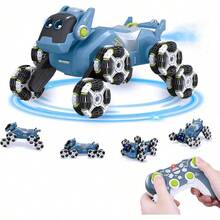 TendenciaPTHTECHUS Coche de Control Remoto para niños, 8 Ruedas 8WD Recargable, 2.4GHz RC Coche de derrape con Luces LED y música, Giro 360 ° , Regalo Ideal para Navidad Juguete (Blanco)Calidad premium - Azul - Ver 10