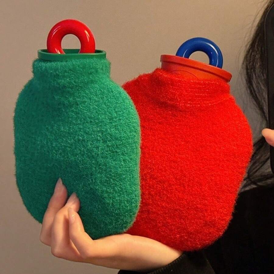 Lindo bolso de agua caliente mini a prueba de explosiones para calentar el vientre, con funda extraíble y reutilizable para calentar los pies y las manos - Multicolor - Ver 1