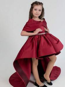 Váy dạ hội Giáng sinh bằng vải tuyn thanh lịch màu đỏ tía, váy công chúa phù hợp cho bé gái dự tiệc sinh nhật, dạ hội, đám cưới, lễ tạ ơn, lễ tốt nghiệp, cuộc thi sắc đẹp - Màu Đỏ Sâu - Xem 6