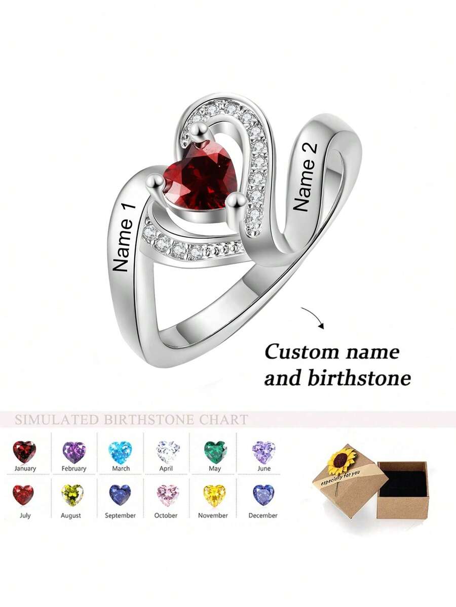 1 pieza Anillo de piedra natal, Anillo personalizado, Regalo del Día de la Madre, Regalo para ella, Joyería de mujer, Anillo de promesa, Joyería de plata, Joyería DIY, Joyería de mujer, Anillo personalizado, Anillo de piedra preciosa, Regalo para ella, Joyería de piedra natal, Regalo de cumpleaños, Regalo del Día de la Madre - Multicolor - Ver 1