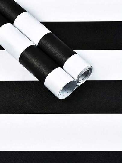 1m/3m/5m Zwart Wit Stripe Wallpaper Self Adhesive Contact Paper Home Cabinets, Desks, Chairs Room Backgrounds, Renovation Stickers Peel Wand Panels, Paper, Wallpapers, ation Items Refresh Your Home, Festival Birthday Graduation view 9