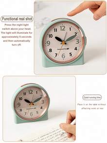 This 4.5-Inch Bedroom Music Alarm Clock Features Silent Operation And A Stylish Design That Easily Blends Into Your Bedroom, Office, Or Dorm Room, Making It The Perfect Addition To Any Space. It Features A Night Light And Snooze Function And Is Powered By Two AA Batteries (Batteries Not Included). - Multicolor - View 8