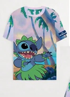 Lilo & Stitch 短袖男女通用 T 卹 - AOP，XL 碼 - 藍色 - 查看 1