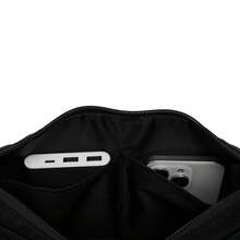 LI-NING 男女通用休闲尼龙单肩包，可调节肩带，多口袋设计，适合日常使用和旅行，米色 ABDV291 - 黑色 - 查看 8