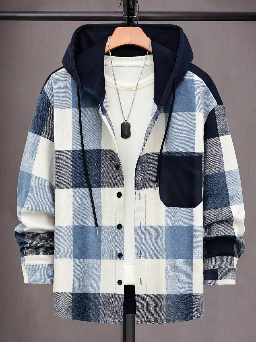 Men Plus Size Hoodies - Royal Blue - View 1