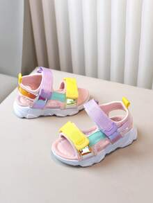 1 Pasang Sandal Pantai Warna-warni untuk Anak Perempuan, Sepatu Pantai Luar Ruangan Modis Musim Panas dengan Ujung Terbuka dan Sol Lembut Anti Selip untuk Anak Perempuan - Berwarna merah muda - View 2