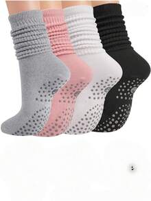 1/3/4 双女士防滑普拉提袜，休闲瑜伽袜，防滑功能，适合普拉提、芭蕾、舞蹈 - 彩色 - 查看 8